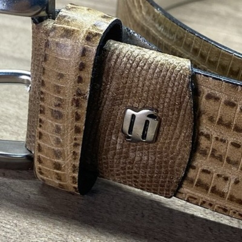 Giorgio Armani Tan Lizard-Embossed Leather Belt - Picture 4 of 10